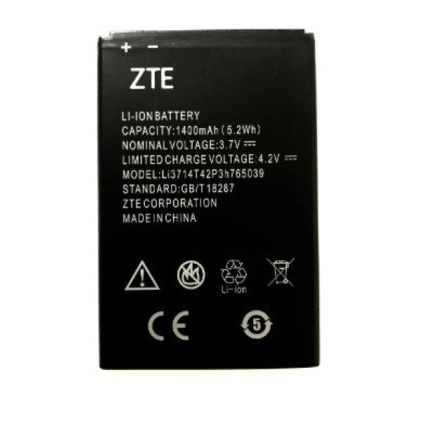 Аккумулятор АКБ ZTE Li3714T42P3h765039 для ZTE Blade A3 | A5 | A5 Pro | AF3 | AF5 (Li-ion 3.7v 1400mAh)